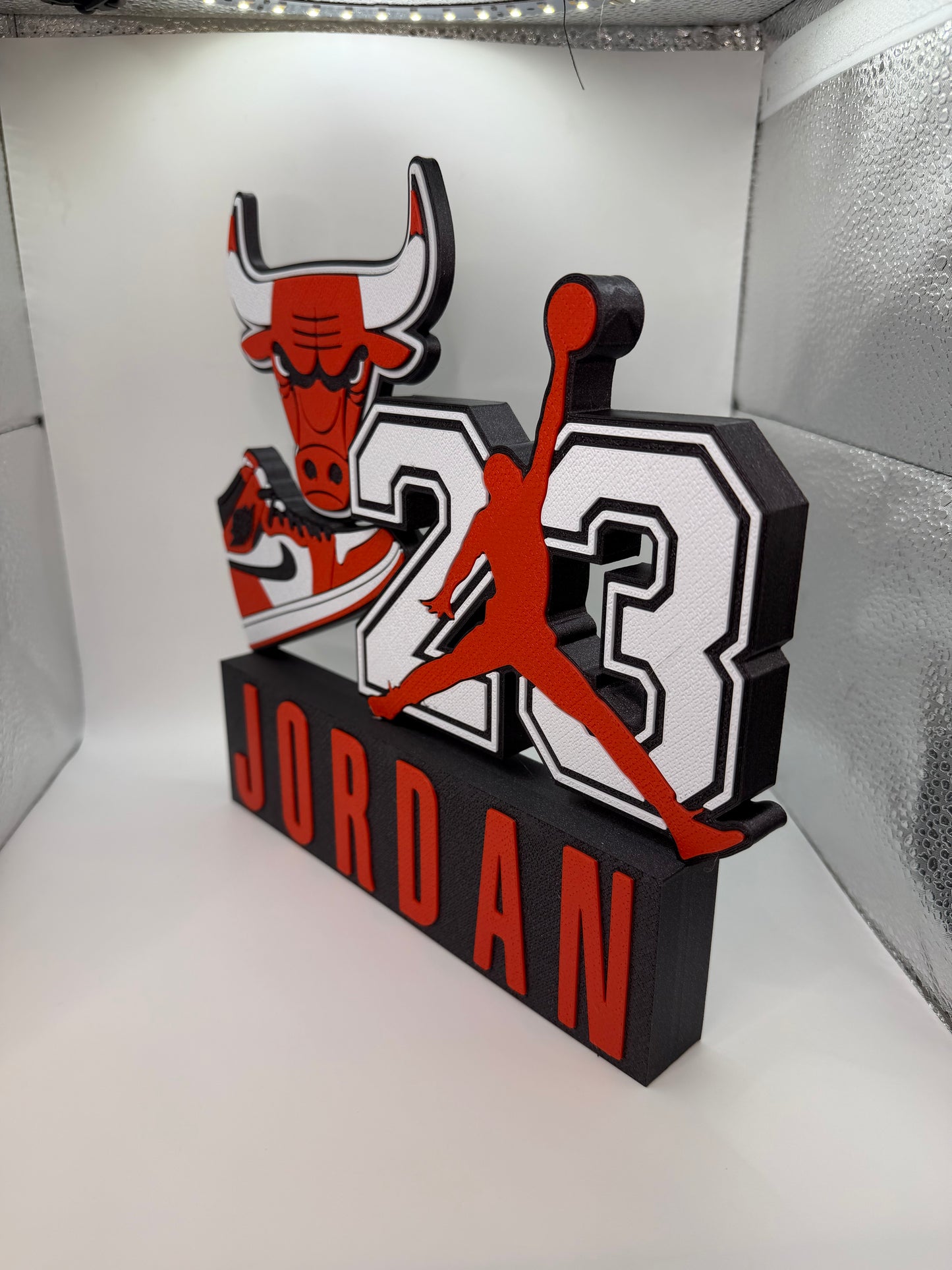 Michael Jordan 23 3D Printed Display with Chicago Bulls Inspired Design – NBA Basketball Fan Decor