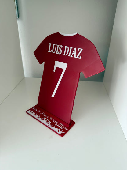 Liverpool Player Shirt And Stand. All Players