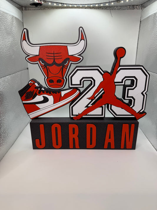 Michael Jordan 23 3D Printed Display with Chicago Bulls Inspired Design – NBA Basketball Fan Decor