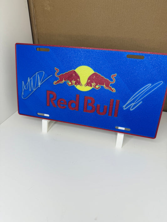 Red Bull Team License Plate With Stand