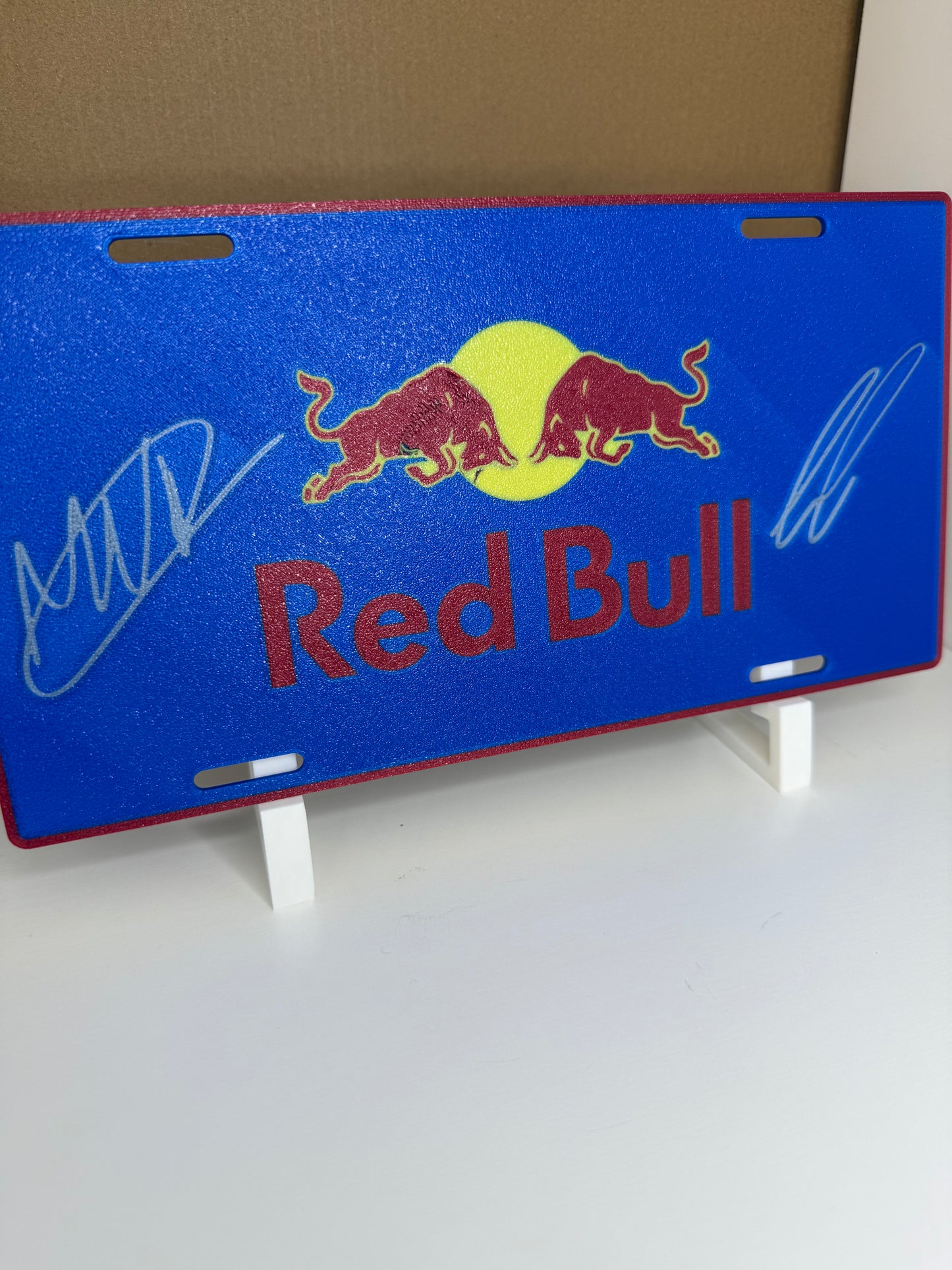 Red Bull Team License Plate With Stand